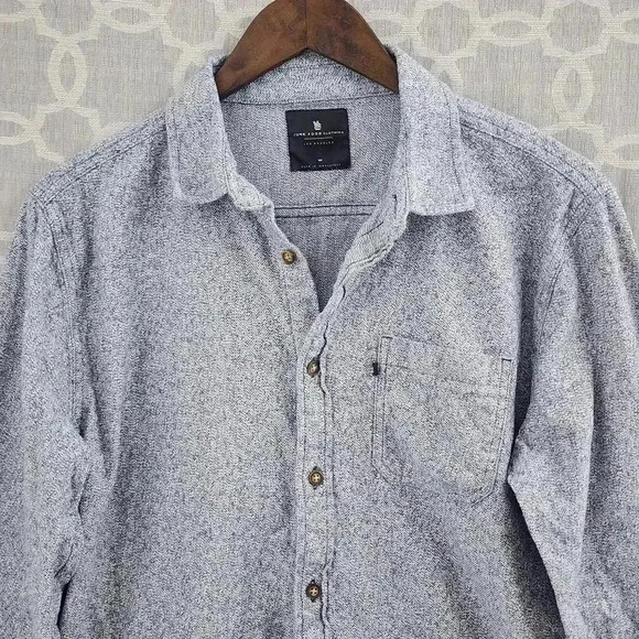 Junk Food Button Down Flannel Long sleeve Gray Shirt Men's M - Picture 2 of 7